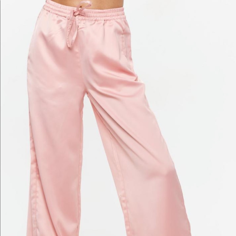 Satin light pink flowy pants